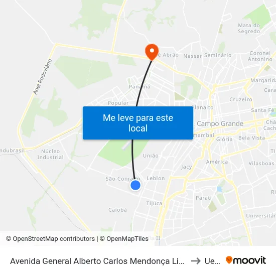 Avenida General Alberto Carlos Mendonça Lima, 1999-2201 to Uems map