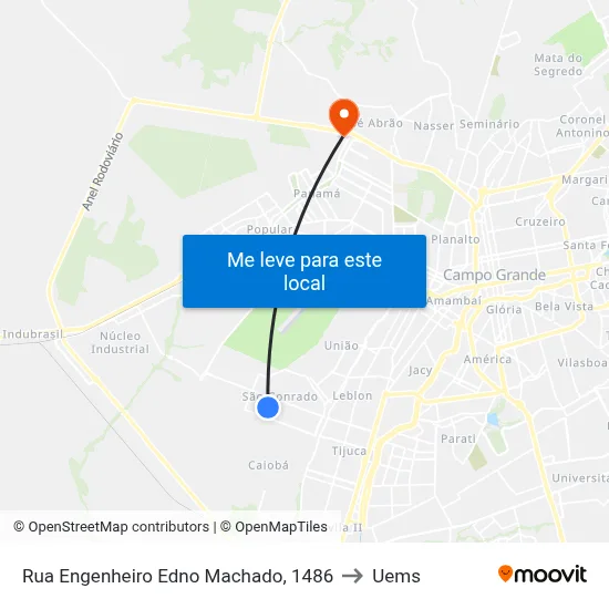 Rua Engenheiro Edno Machado, 1486 to Uems map