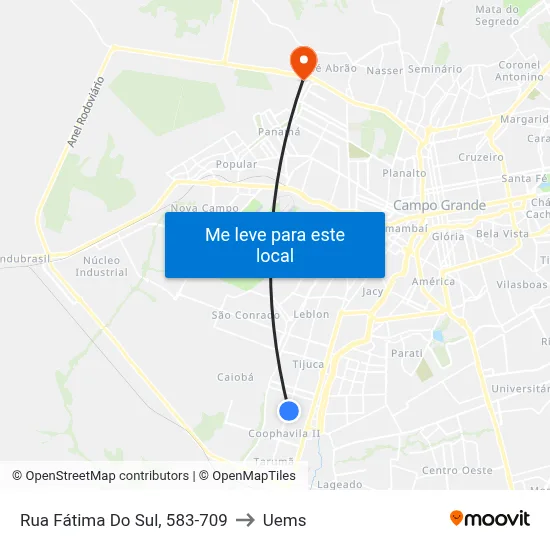 Rua Fátima Do Sul, 583-709 to Uems map