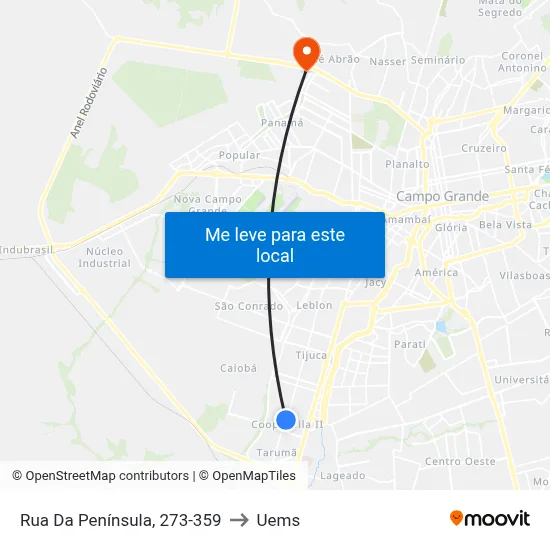 Rua Da Península, 273-359 to Uems map