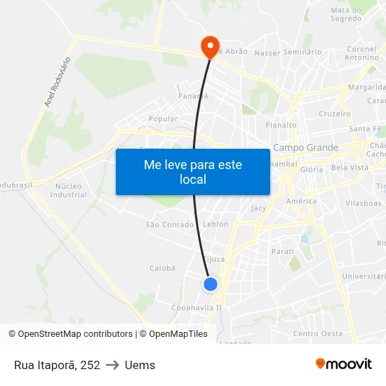 Rua Itaporã, 252 to Uems map
