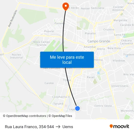 Rua Laura Franco, 354-544 to Uems map