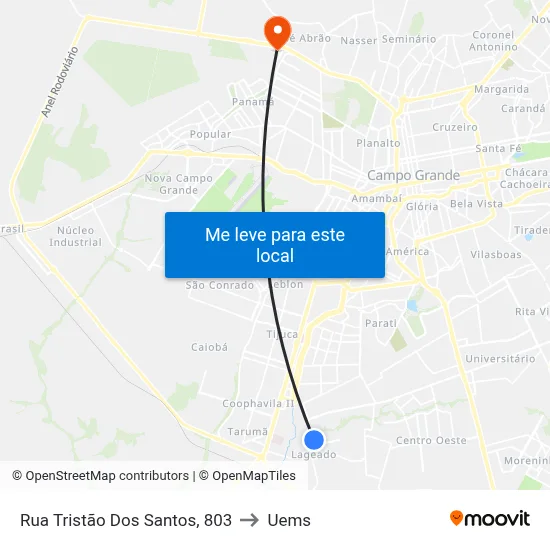 Rua Tristão Dos Santos, 803 to Uems map