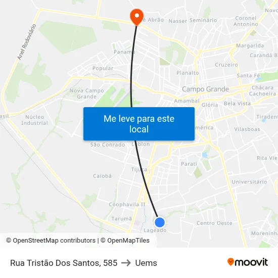 Rua Tristão Dos Santos, 585 to Uems map
