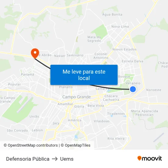 Defensoria Pública to Uems map