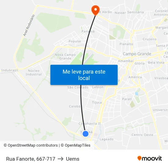 Rua Fanorte, 667-717 to Uems map