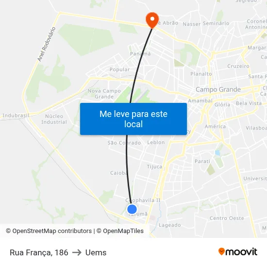 Rua França, 186 to Uems map