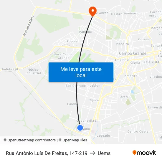 Rua Antônio Luís De Freitas, 147-219 to Uems map