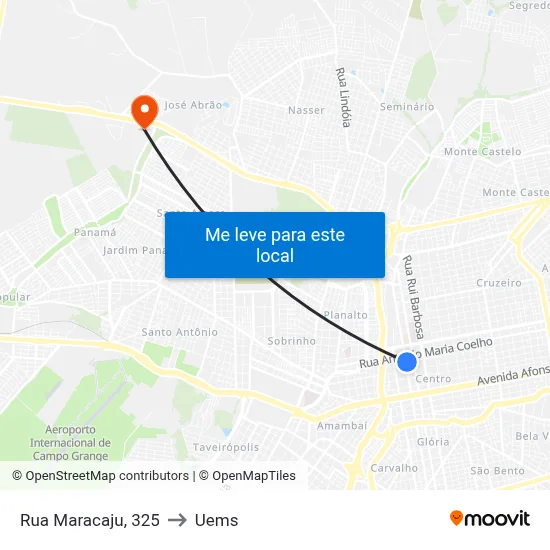 Rua Maracaju, 325 to Uems map
