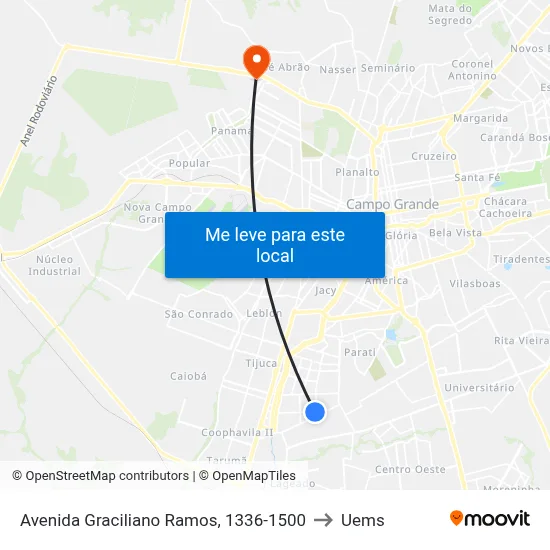Avenida Graciliano Ramos, 1336-1500 to Uems map