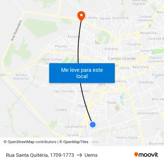 Rua Santa Quitéria, 1709-1773 to Uems map