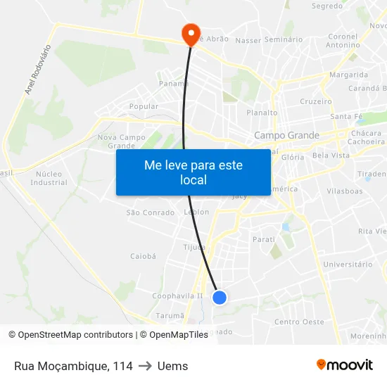 Rua Moçambique, 114 to Uems map