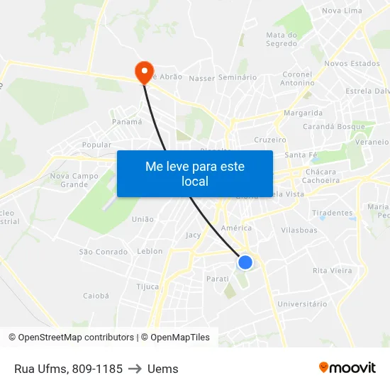 Rua Ufms, 809-1185 to Uems map