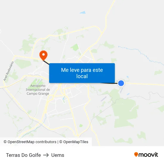 Terras Do Golfe to Uems map