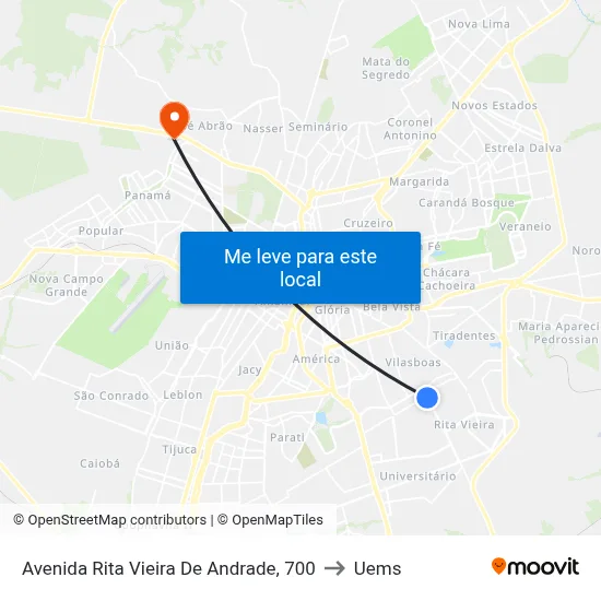 Avenida Rita Vieira De Andrade, 700 to Uems map