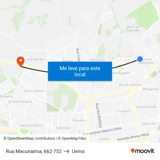Rua Macunaíma, 662-752 to Uems map