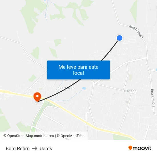 Bom Retiro to Uems map