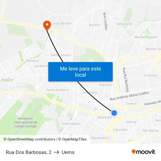 Rua Dos Barbosas, 2 to Uems map