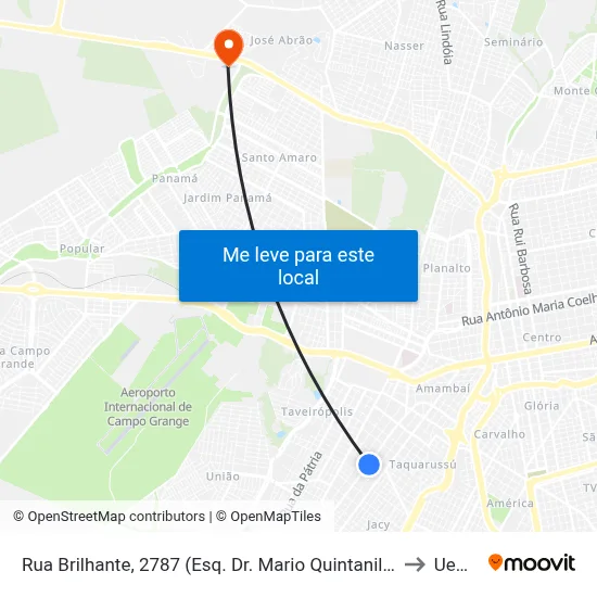 Rua Brilhante, 2787 (Esq. Dr. Mario Quintanilha) to Uems map