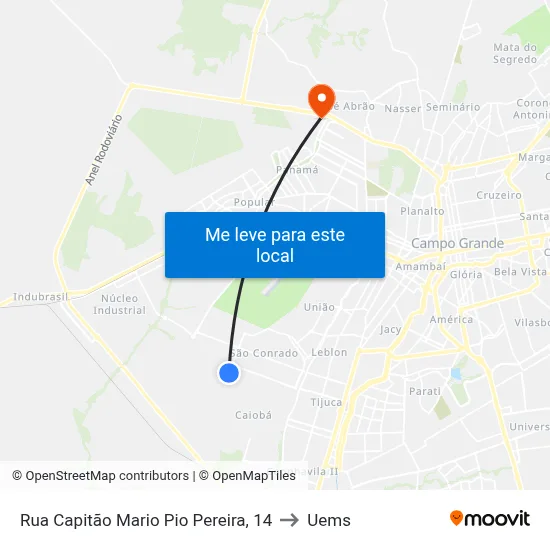 Rua Capitão Mario Pio Pereira, 14 to Uems map