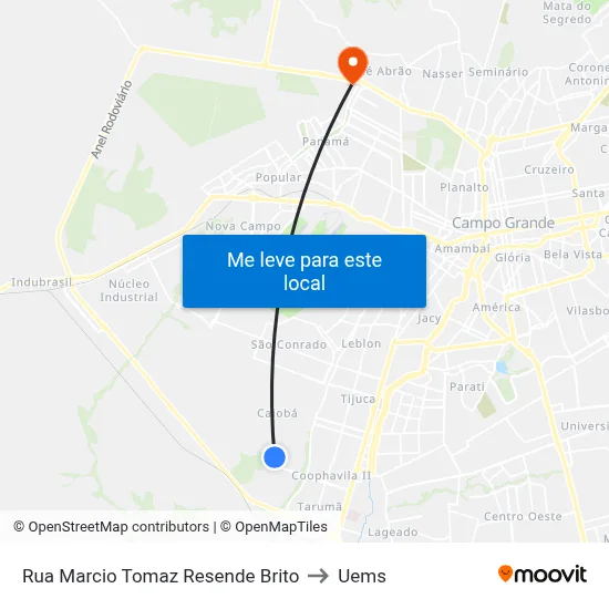 Rua Marcio Tomaz Resende Brito to Uems map