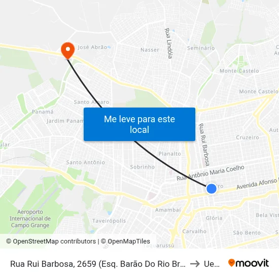Rua Rui Barbosa, 2659 (Esq. Barão Do Rio Branco) to Uems map
