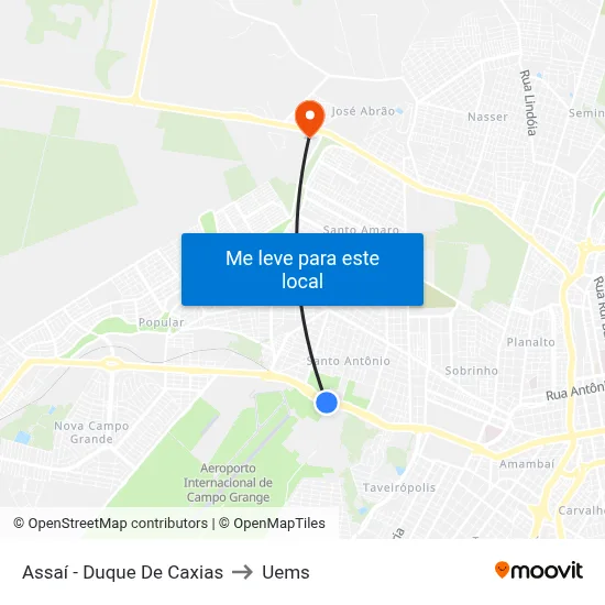 Assaí - Duque De Caxias to Uems map