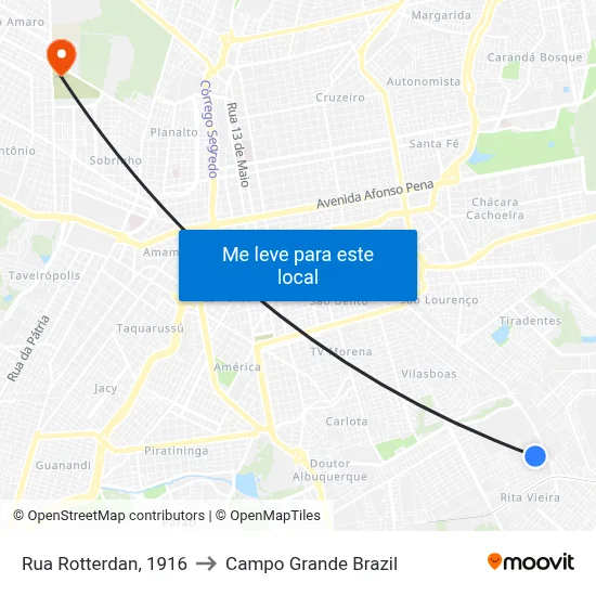 Rua Rotterdan, 1916 to Campo Grande Brazil map
