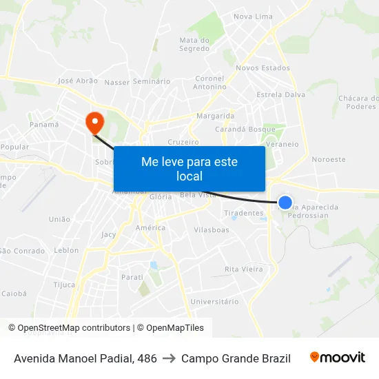 Avenida Manoel Padial, 486 to Campo Grande Brazil map