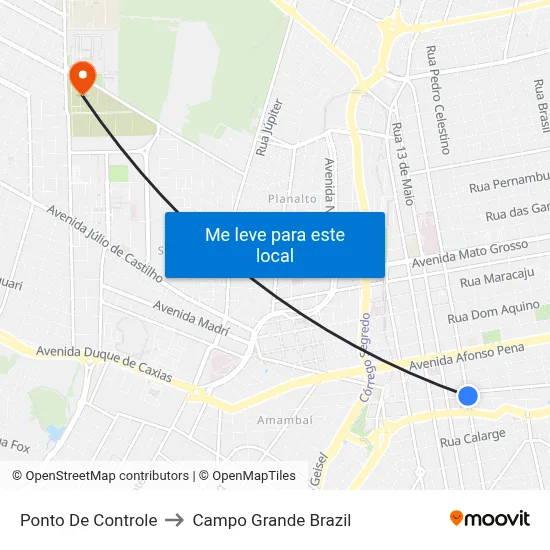 Ponto De Controle to Campo Grande Brazil map