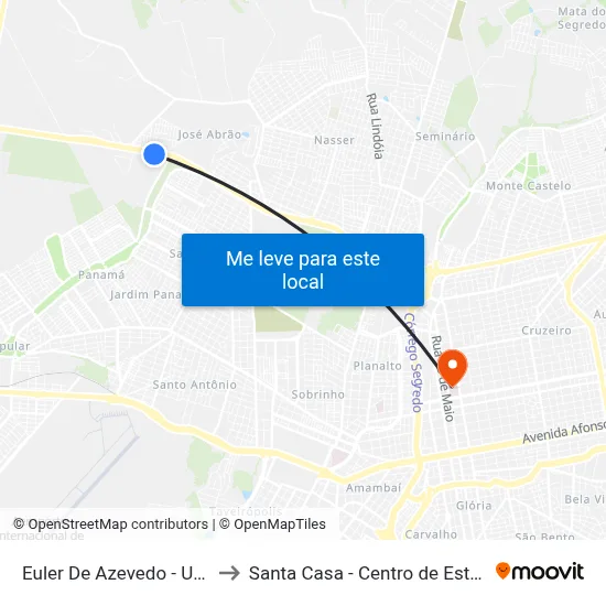 Euler De Azevedo - Uems to Santa Casa - Centro de Estudos map