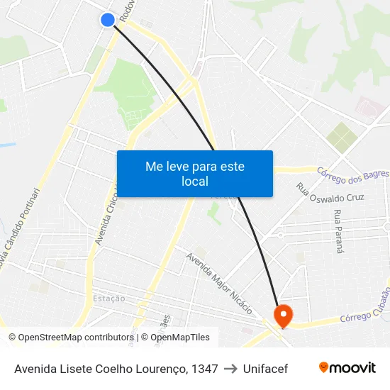 Avenida Lisete Coelho Lourenço, 1347 to Unifacef map