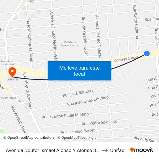 Avenida Doutor Ismael Alonso Y Alonso 3463 to Unifacef map