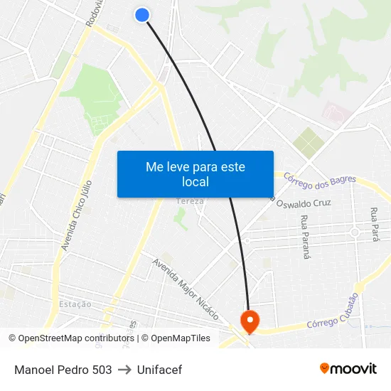 Manoel Pedro 503 to Unifacef map