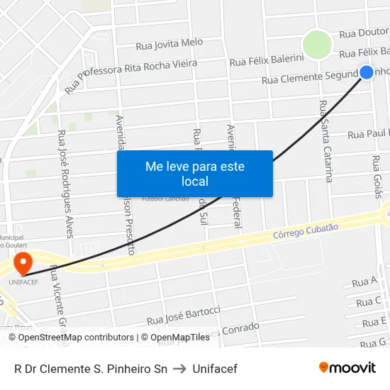 R Dr Clemente S. Pinheiro Sn to Unifacef map
