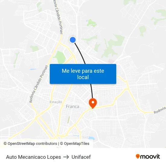 Auto Mecanicaco Lopes to Unifacef map