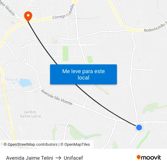 Avenida Jaime Telini to Unifacef map