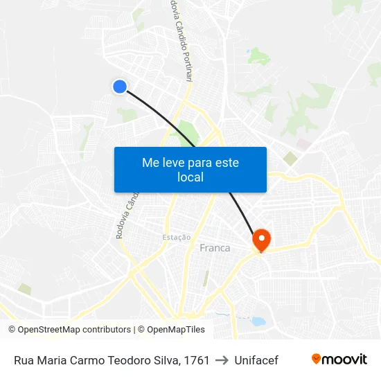 Rua Maria Carmo Teodoro Silva, 1761 to Unifacef map