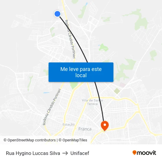 Rua Hygino Luccas Silva to Unifacef map