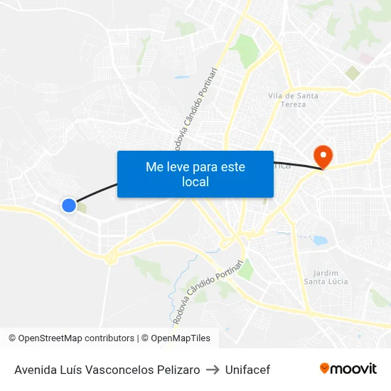 Avenida Luís Vasconcelos Pelizaro to Unifacef map