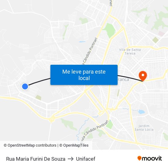 Rua Maria Furini De Souza to Unifacef map