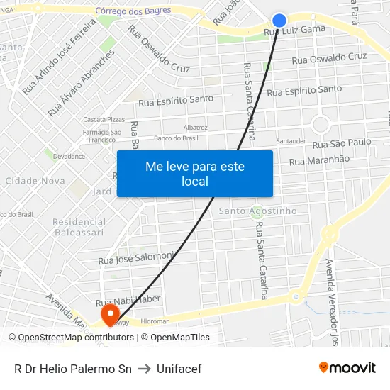 R Dr Helio Palermo Sn to Unifacef map