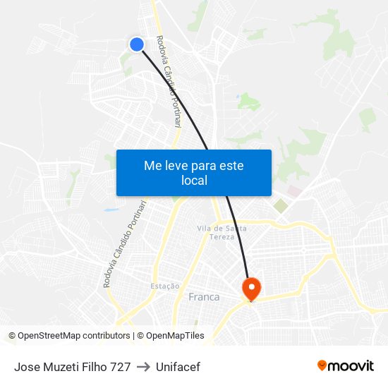 Jose Muzeti Filho 727 to Unifacef map