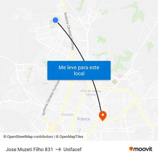 Jose Muzeti Filho 831 to Unifacef map