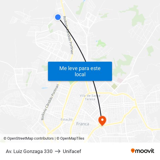 Av. Luiz Gonzaga 330 to Unifacef map