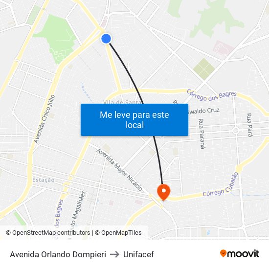 Avenida Orlando Dompieri to Unifacef map