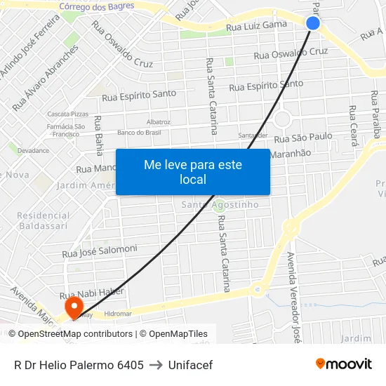 R Dr Helio Palermo 6405 to Unifacef map
