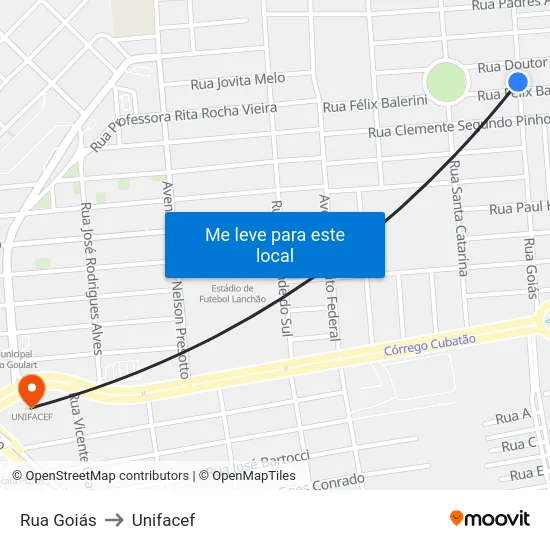 Rua Goiás to Unifacef map
