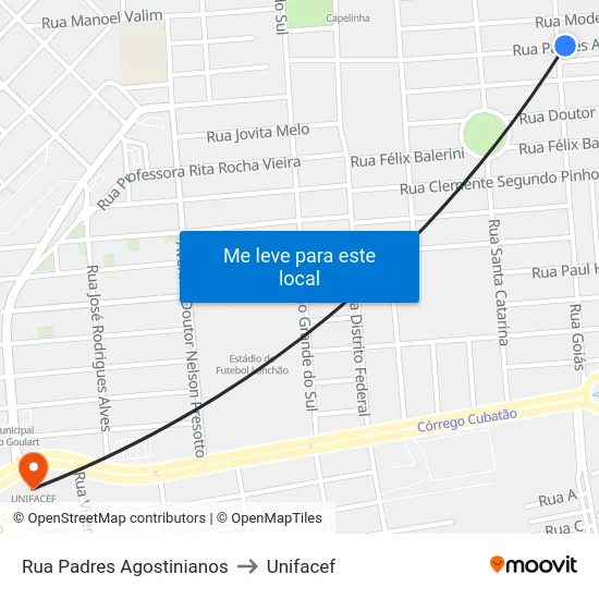 Rua Padres Agostinianos to Unifacef map
