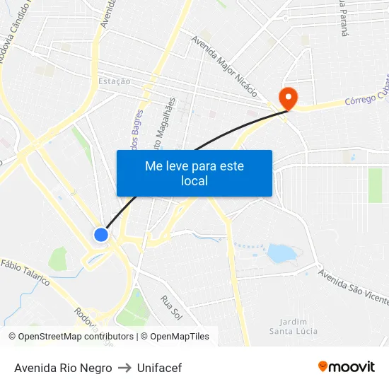 Avenida Rio Negro to Unifacef map